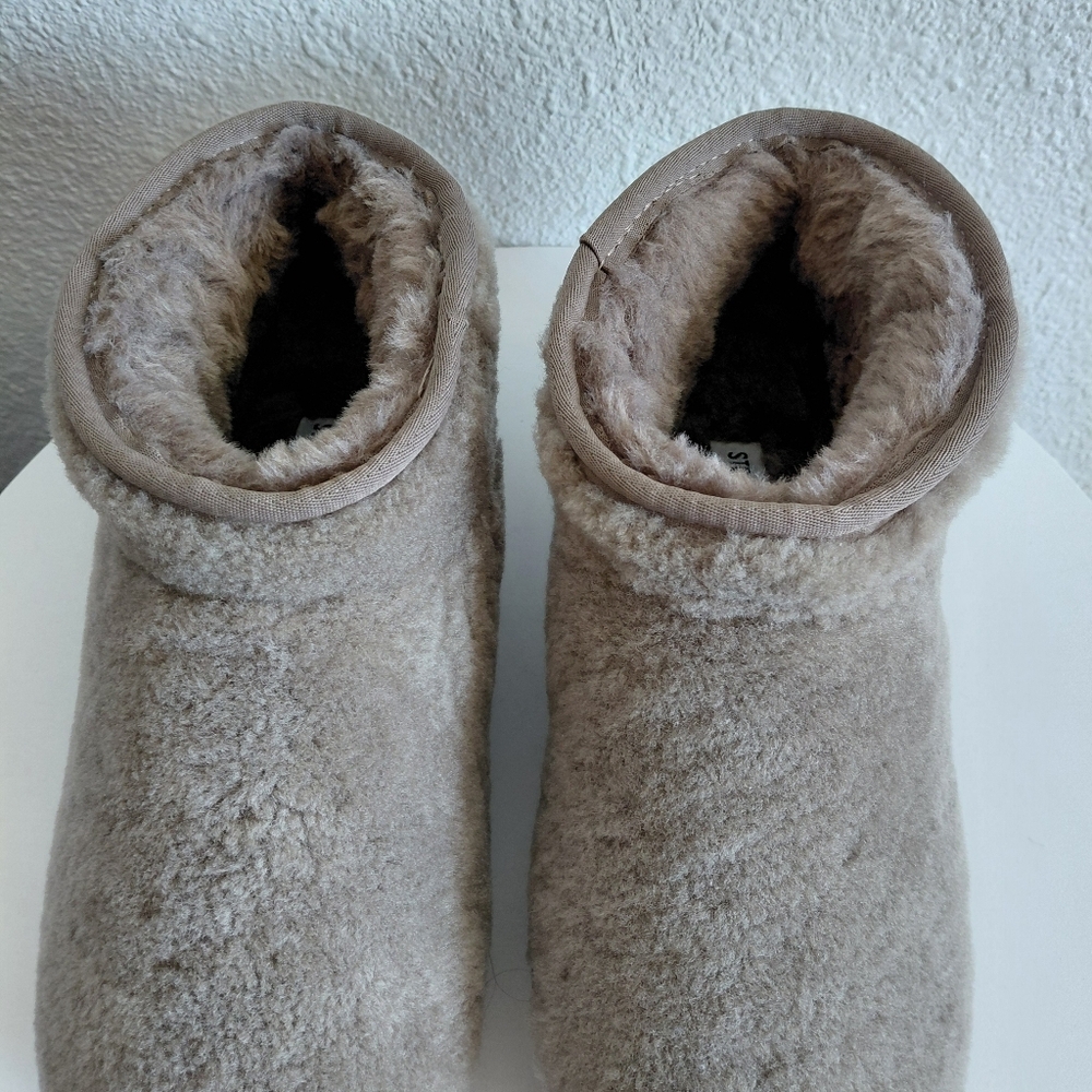 NWOB Steve Madden Cabin Taup Real Fur Upper Faux Fur Lining Booties - Picture 10 of 15